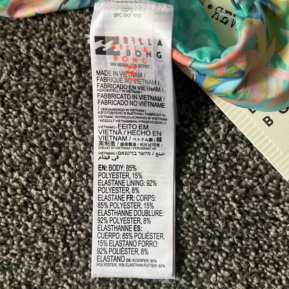 NWT Billabong Sweet Tropics Skinny Mini floral bikini top reversible surf swim - Picture 6 of 6